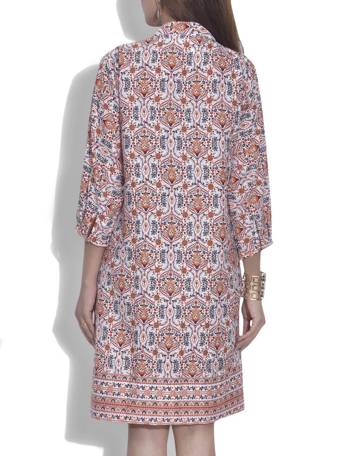 multicoloured printed polycrepe tunic - 9622119 - Zoom Image - 3