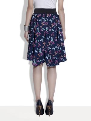 navy blue printed polycrepe skirt - 9633914 - Standard Image - 3