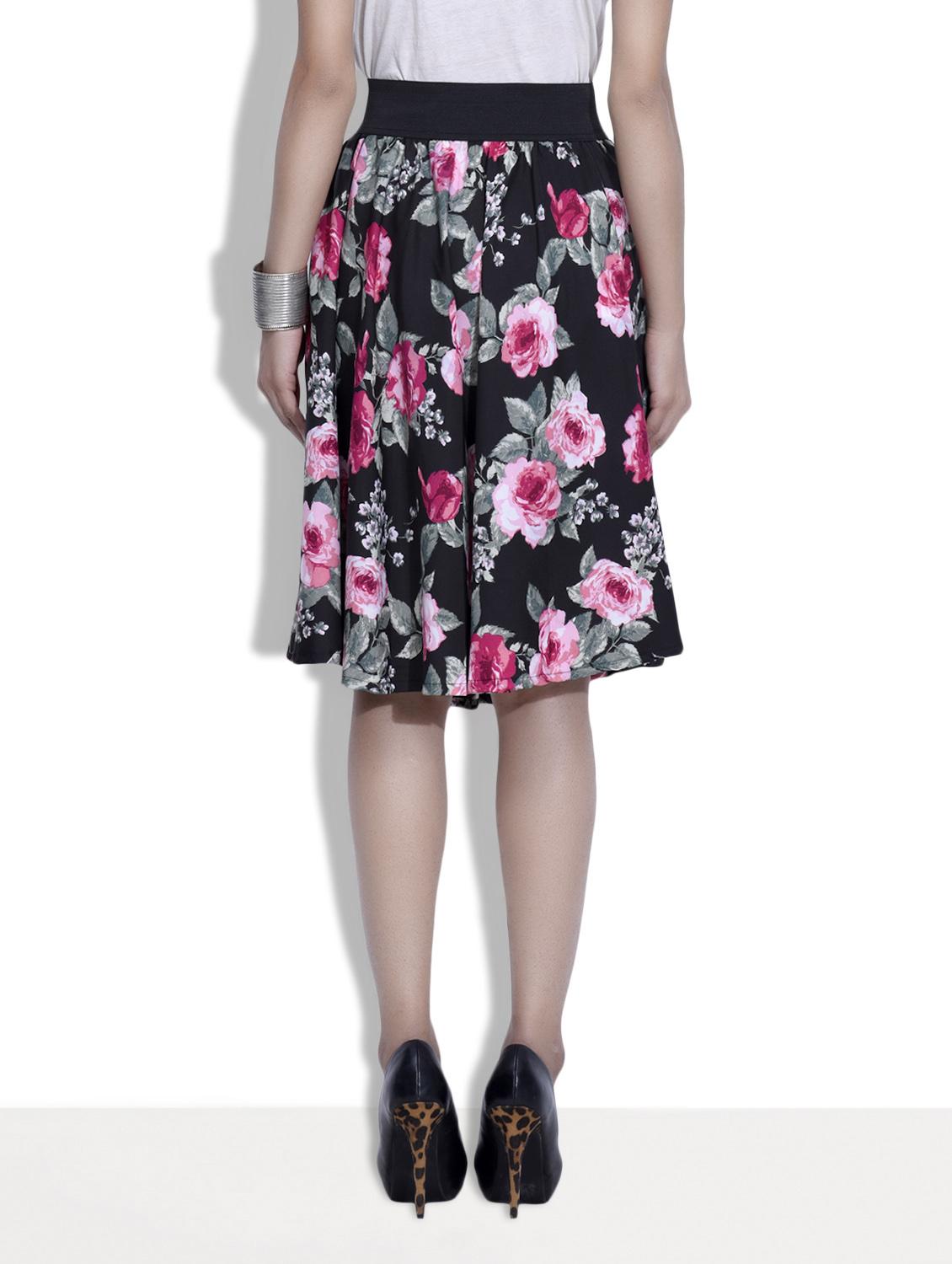black floral print polycrepe skirt - 9633916 - Zoom Image - 3