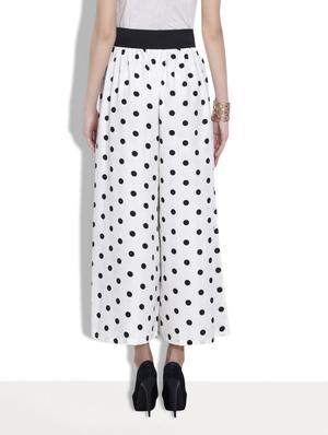 white polka dot polycrepe flared pants - 9633932 - Standard Image - 3