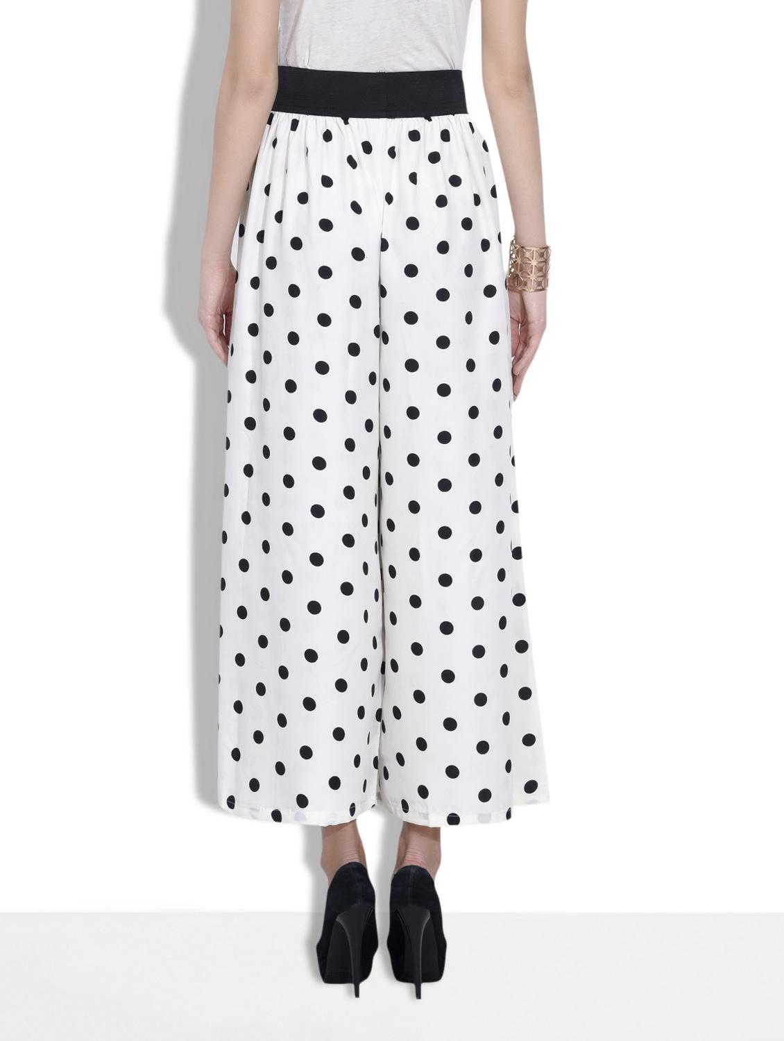 white polka dot polycrepe flared pants - 9633932 - Zoom Image - 3