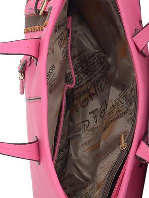 pink leatherette striped handbag - 9634099 - Standard Image - 3