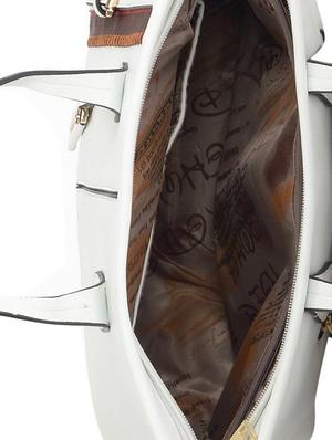 white leatherette striped handbag - 9634101 - Standard Image - 3