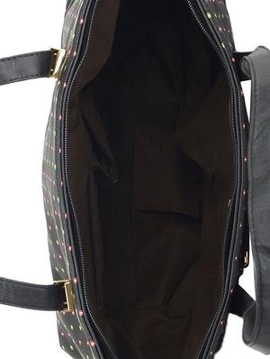black leatherette polka dotted handbag - 9634153 - Standard Image - 3