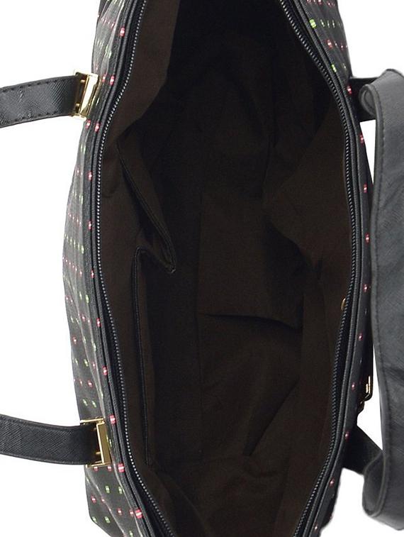 black leatherette polka dotted handbag - 9634153 - Zoom Image - 3