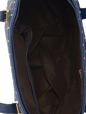 blue leatherette polka dotted handbag - 9634154 - Standard Image - 3