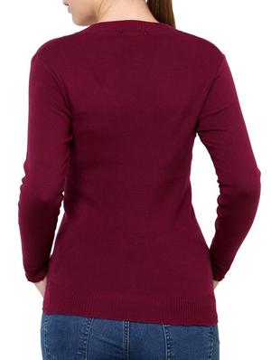 maroon Cotton Blend Pullover - 9642040 - Standard Image - 3