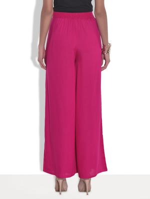 solid pink rayon palazzo pants - 9651563 - Standard Image - 3