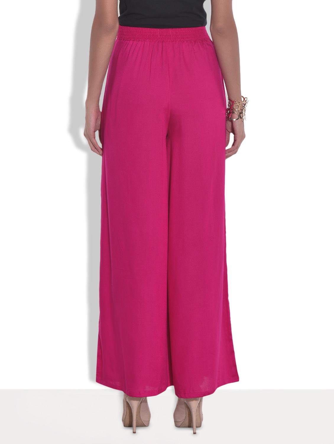 solid pink rayon palazzo pants - 9651563 - Zoom Image - 3