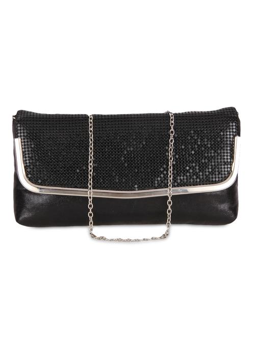 black leatherette embellished clutch - 9653870 - Standard Image - 1