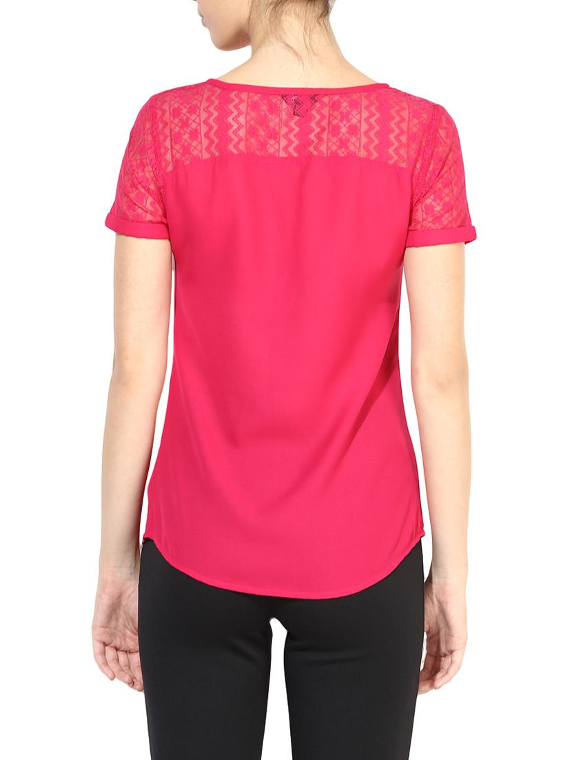the vanca solid magenta lace detailed top - 9654076 - Zoom Image - 3