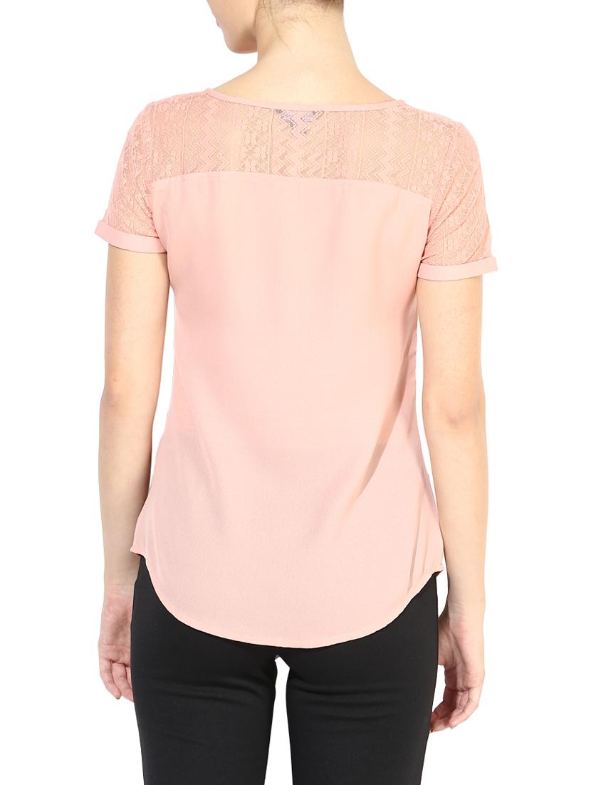 the vanca solid peach lace detailed top - 9654078 - Zoom Image - 3