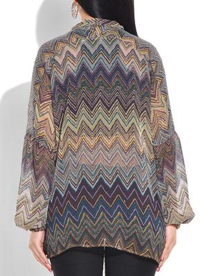 grey printed poly chiffon top - 9655089 - Standard Image - 3