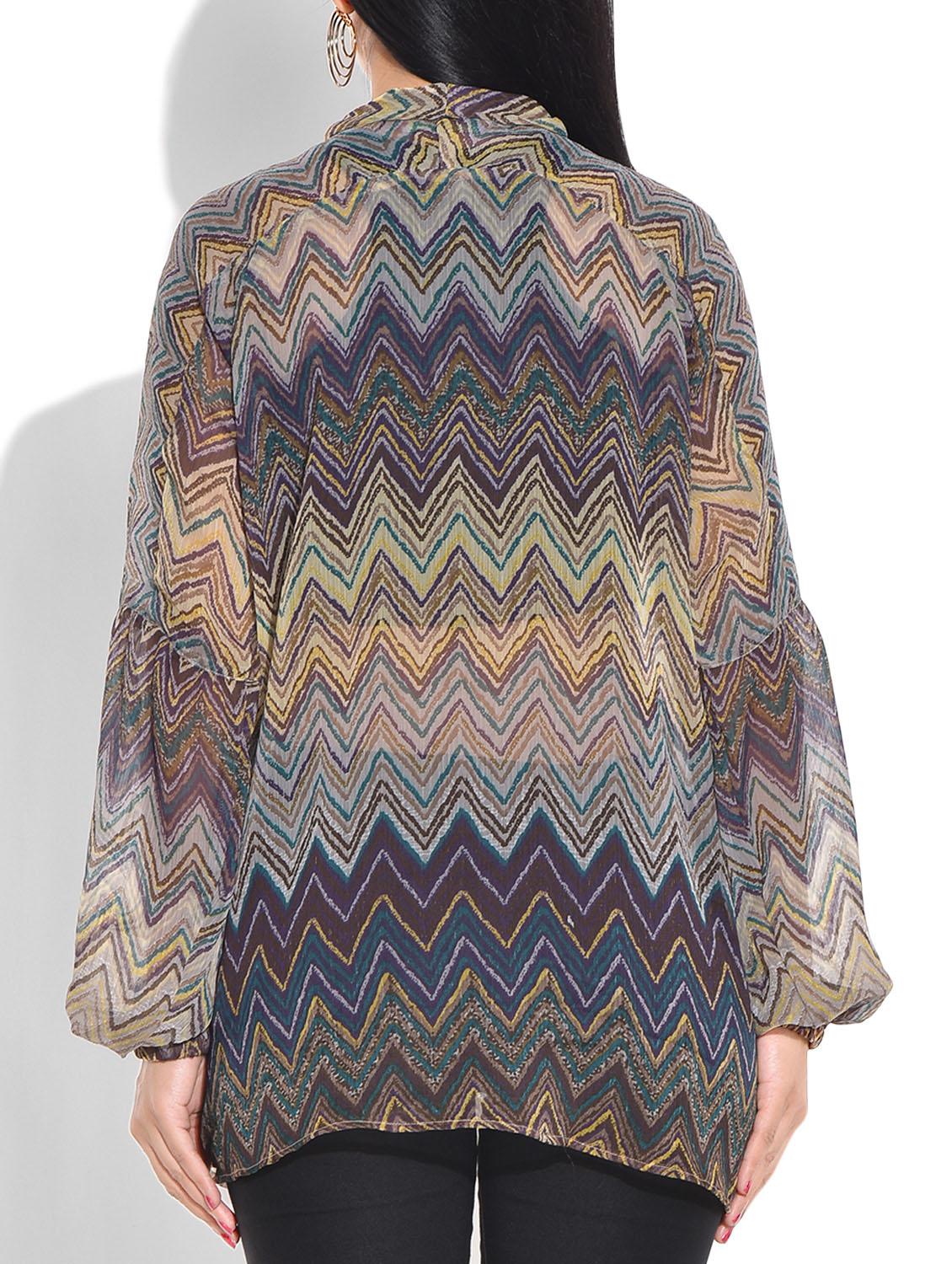 grey printed poly chiffon top - 9655089 - Zoom Image - 3