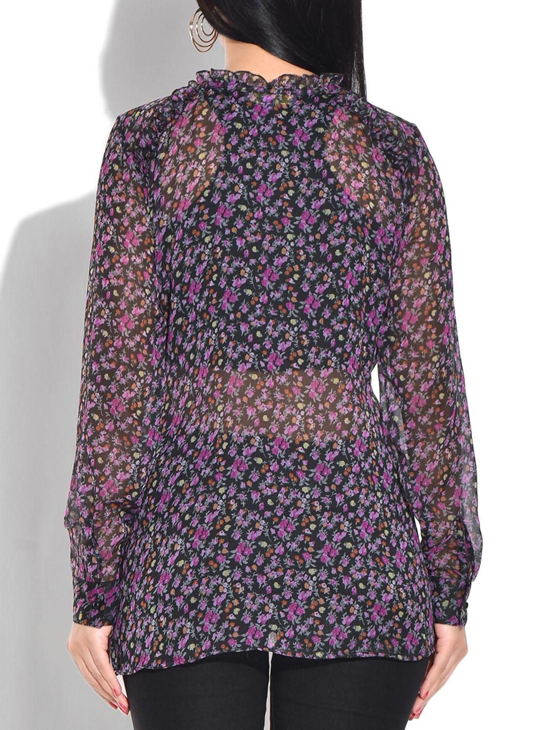 multicolored floral print poly chiffon top - 9655098 - Zoom Image - 3