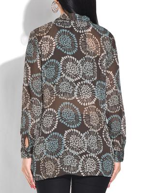 grey floral print poly chiffon top - 9655103 - Standard Image - 3