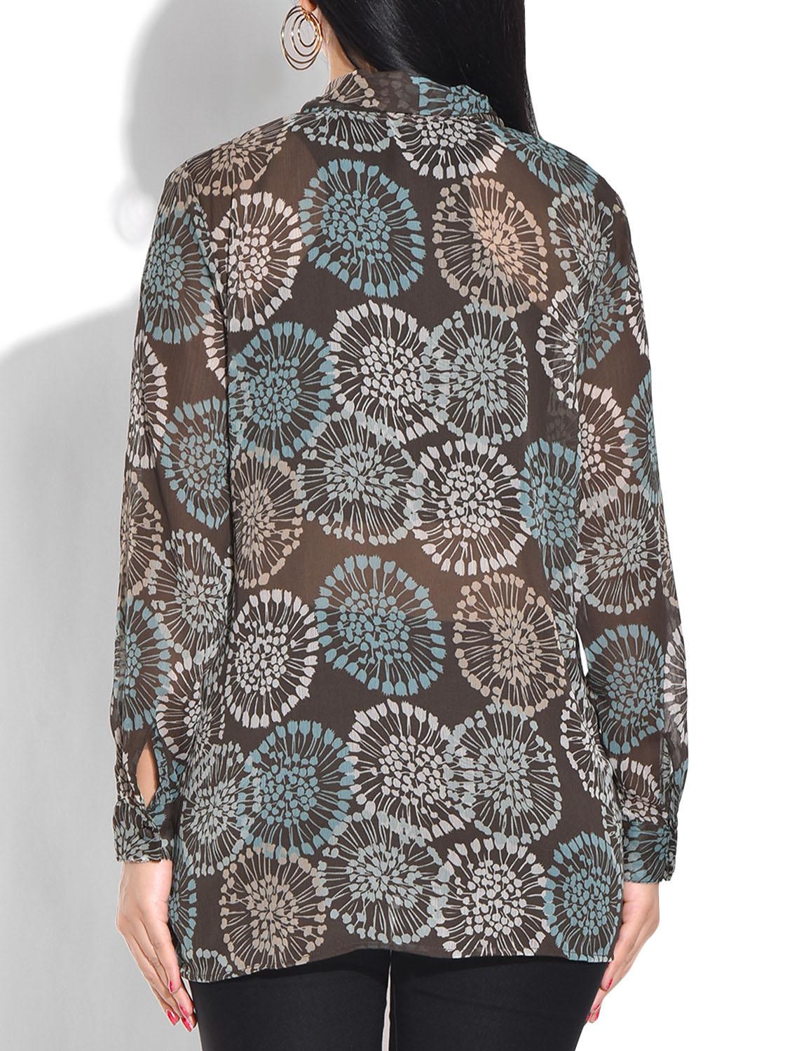 grey floral print poly chiffon top - 9655103 - Zoom Image - 3