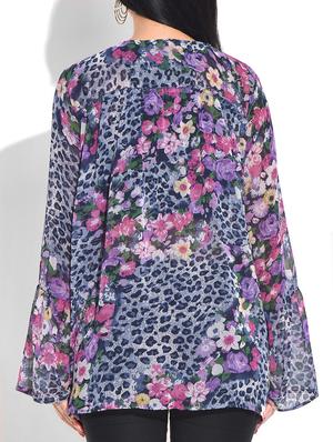 blue animal print poly georgette top - 9655104 - Standard Image - 3