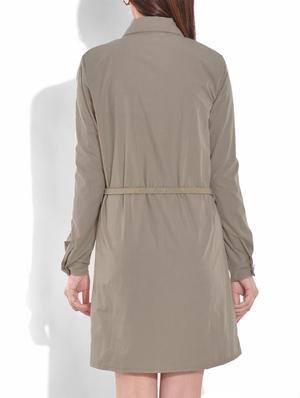 beige full sleeved cotton blend dress - 9655353 - Standard Image - 3