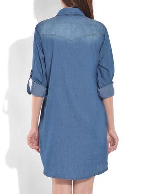blue flat collared cotton denim top - 9655355 - Standard Image - 3