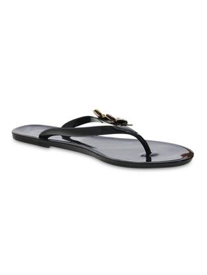 black fancy embellished flip flops - 9656841 - Standard Image - 3