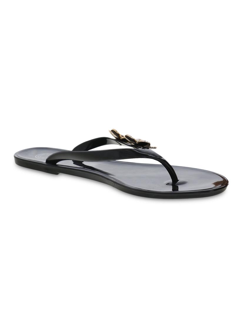 black fancy embellished flip flops - 9656841 - Zoom Image - 3