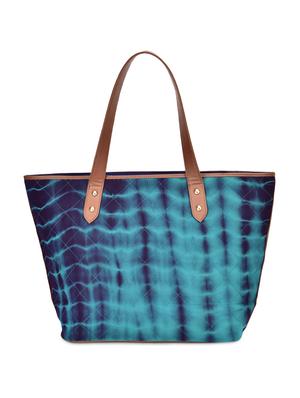 blue abstract leatherette trapeze tote - 9659398 - Standard Image - 6