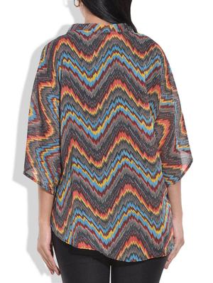 grey zig zag printed georgette shrug - 9663039 - Standard Image - 3