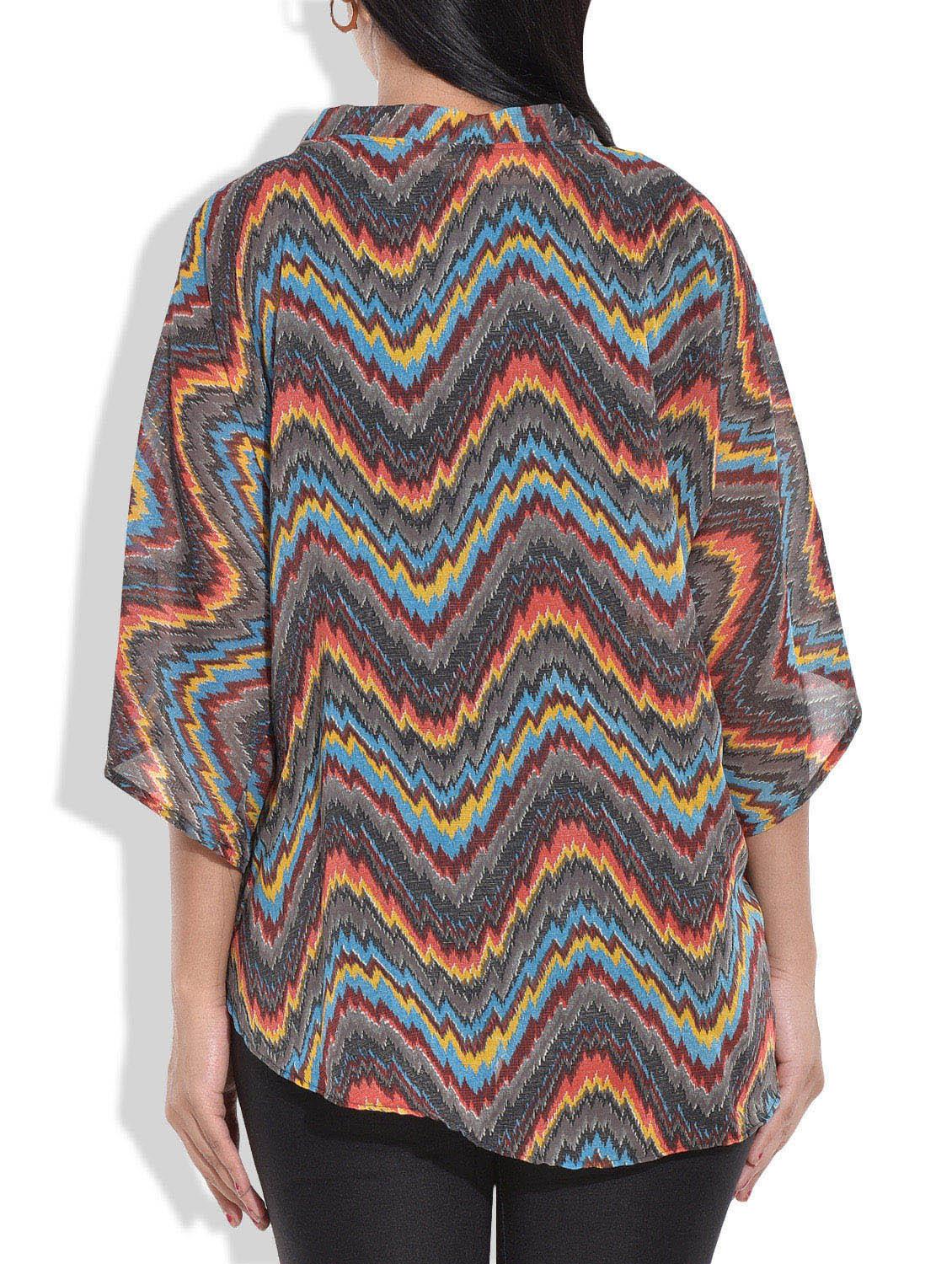 grey zig zag printed georgette shrug - 9663039 - Zoom Image - 3