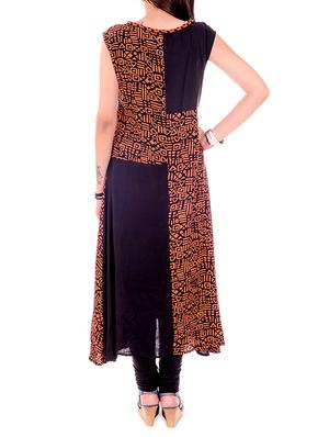 black rayon printed kurta - 9668551 - Standard Image - 3