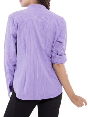 purple cotton yarn dyed shirt - 9668591 - Standard Image - 3