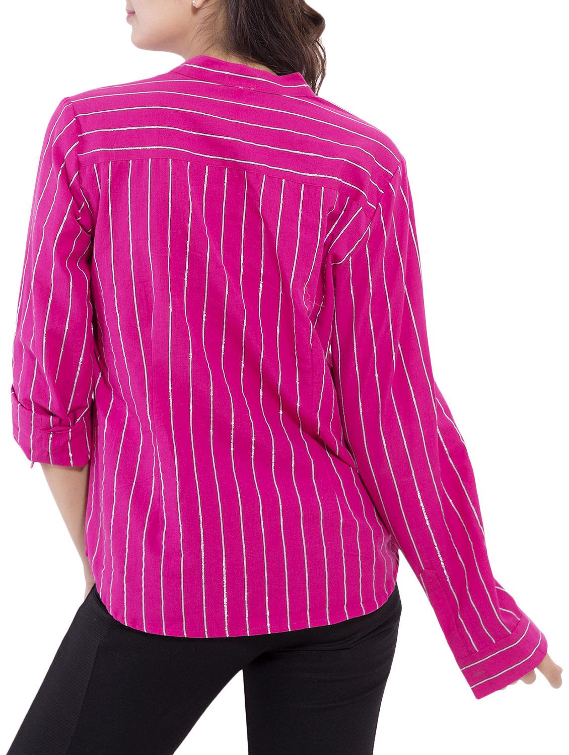 pink cotton yarn dyed shirt - 9668592 - Zoom Image - 3