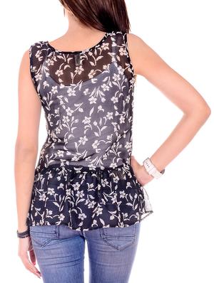 tie knot neck gathered hem sheer top - 9668594 - Standard Image - 3