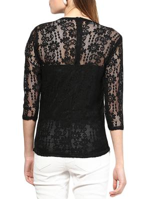 black half sleeved lace top - 9673007 - Standard Image - 3