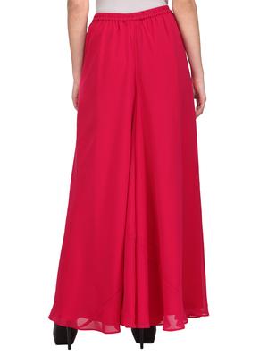 solid pink polygeorgette flare pants - 9680633 - Standard Image - 3