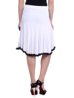 white knee length viscose lycra flared skirt - 9683063 - Standard Image - 3