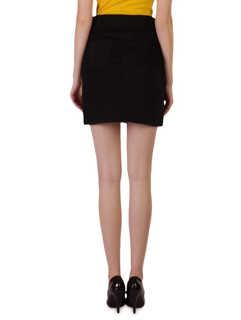 solid black cotton lycra skirt - 9683479 - Zoom Image - 3