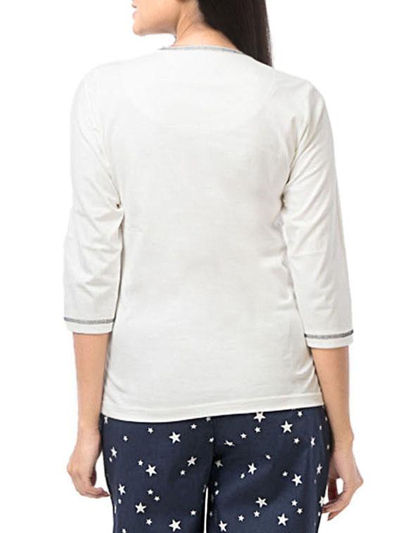 White and Blue Printed Top with Pyjama Set - 9695765 - Zoom Image - 3
