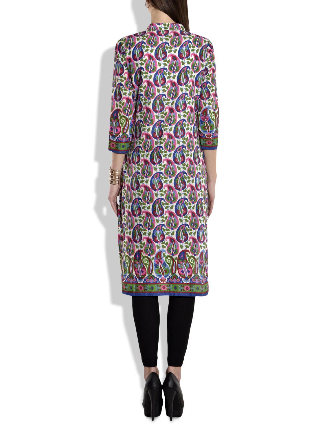 multicolored cotton printed kurta - 9696506 - Zoom Image - 3