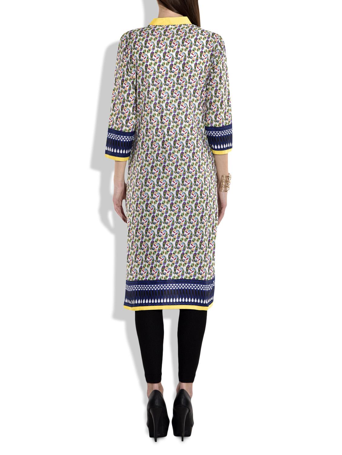 multicolored cotton printed kurta - 9696507 - Zoom Image - 3