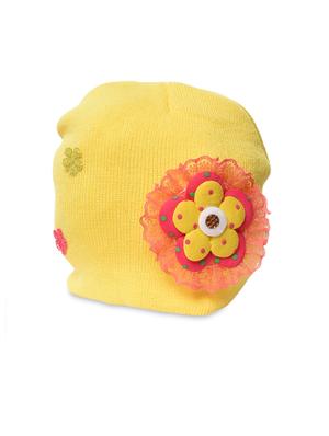 Yellow floral patch worked acrylic cap - 9697472 - Standard Image - 3