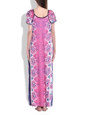 Pink,white,blue Cotton spandex Knit Nighty - 9700694 - Standard Image - 3