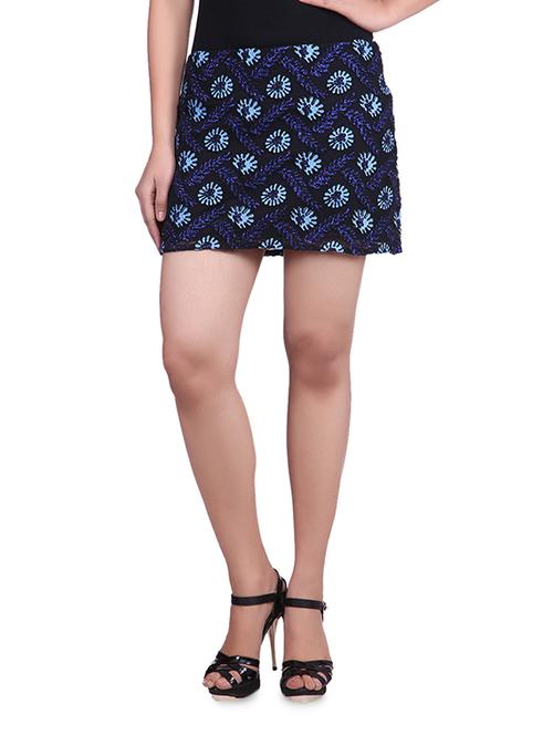 black and blue floral short skirt - 9701738 - Very Small Image - 1