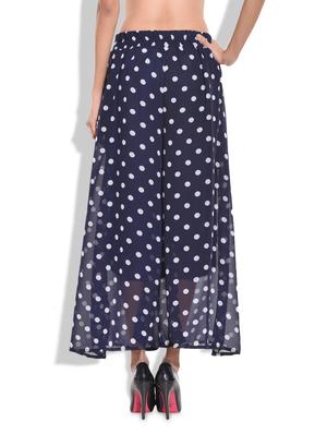 blue polyester polka dots printed palazzo - 9703609 - Standard Image - 3