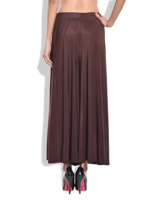 brown viscose plain palazzo - 9703620 - Standard Image - 3