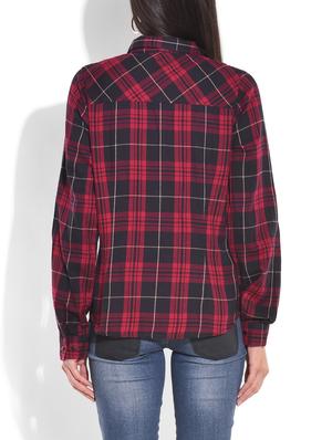 red chequered cotton full-sleeved shirt - 9703952 - Standard Image - 3