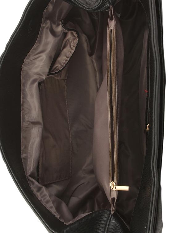 black textured faux leather handbag - 9704380 - Zoom Image - 3