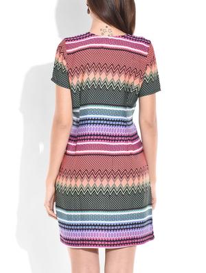 multicolored printed short sleeved dress - 9711145 - Standard Image - 3