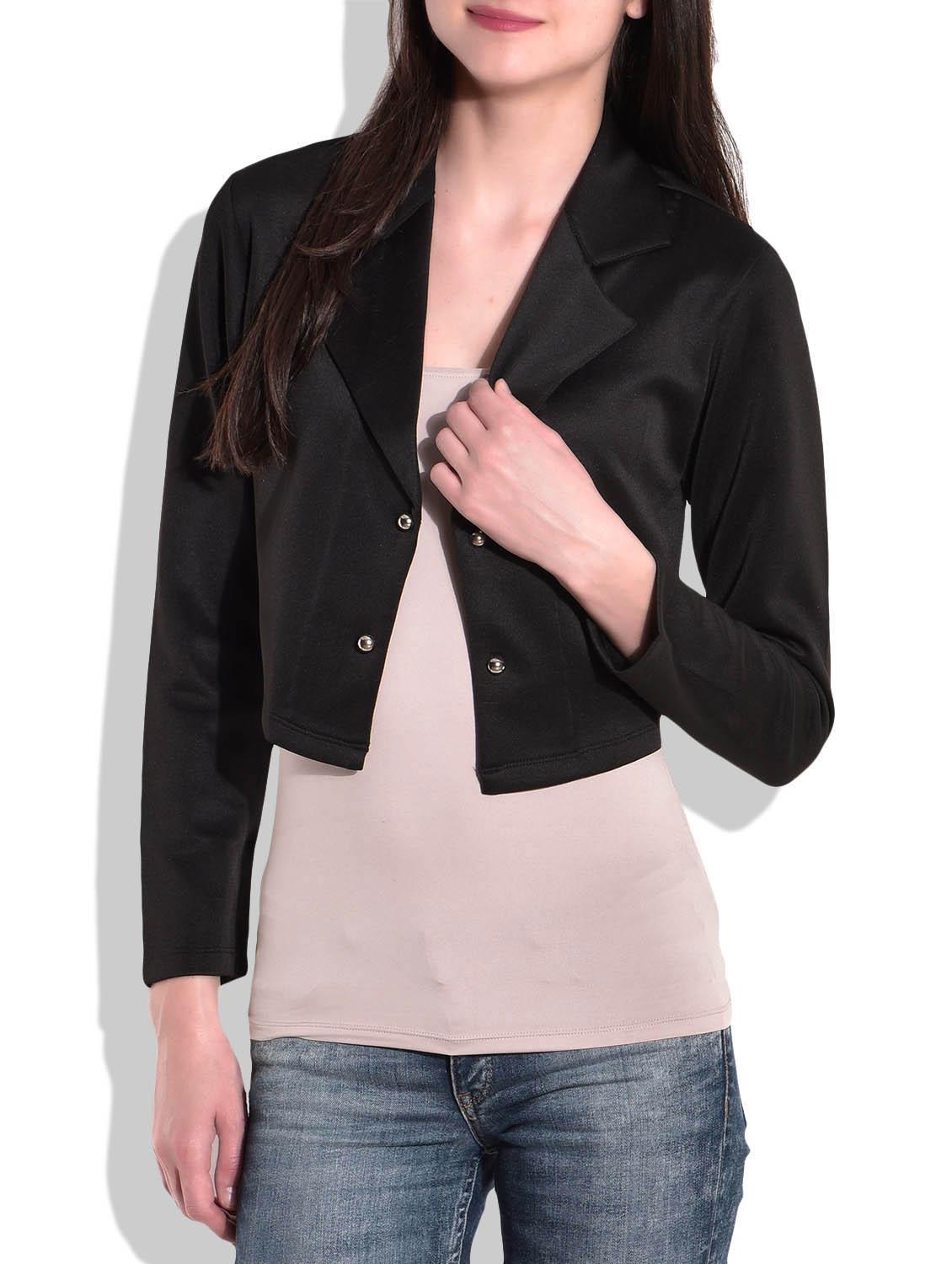 cropped black casual blazer