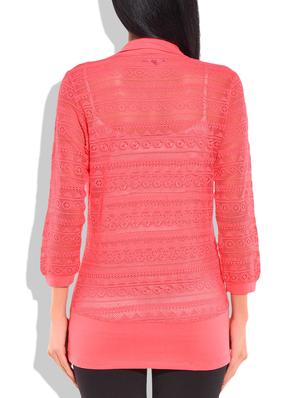 solid peach net shrug - 9718043 - Standard Image - 3